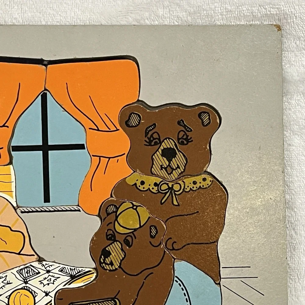 Vintage 1979 Judy Wooden Puzzle GOLDILOCKS and the THREE BEARS #J106007 14pc USA